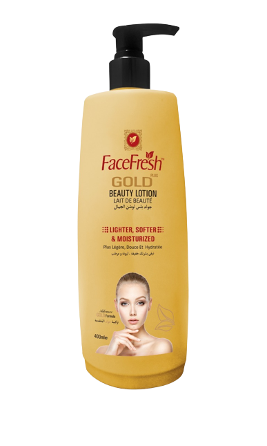 Face Fresh Gold Plus lait de corps est ultra-légère, il absorbe et fournit instantanément toute l'hydratation nécessaire pour une peau douce