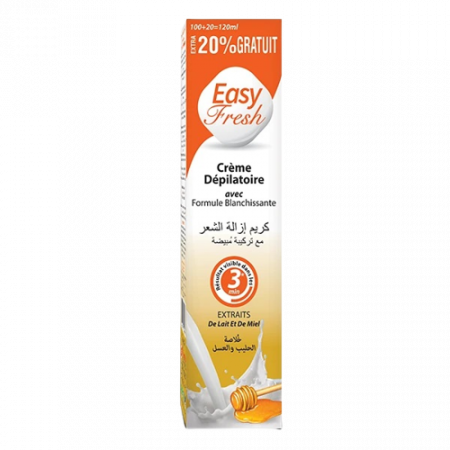 La crème épilatoire lait & miel Easy Fresh élimine les poils indésirables et vous offre une peau luxueuse, une texture lisse