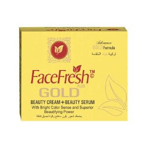La crème visage gold plus face fresh contient des particules d'or qui aident à uniformiser le teint de votre peau et à réduire l'apparence des rides